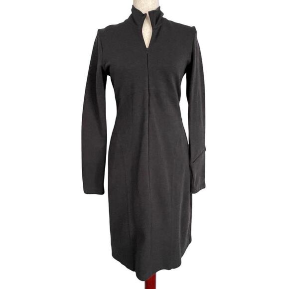 Athleta Cassidy Ponte Zip Long Sleeve Dress Charcoal Women’s Sz Small Office - Picture 1 of 7
